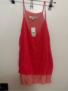 LOFT Coral to Blush Layered Spaghetti-Strap Dress